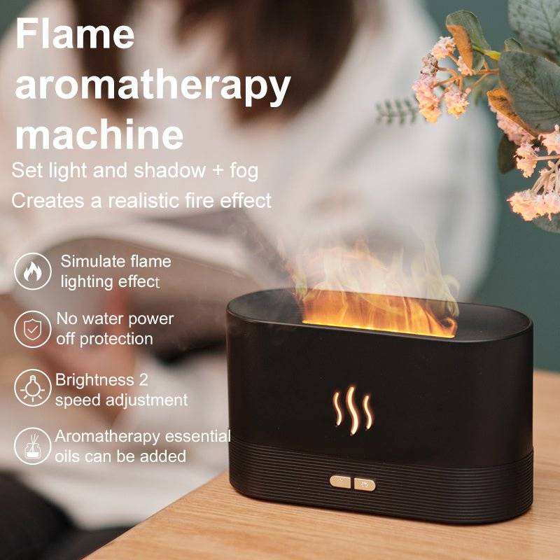Depulat RGB Flame Diffuser Humidifier，Ultrasonic 300ml Fire Diffuser Automatic Power-Off Protection with Timer, Adjustable Brightness