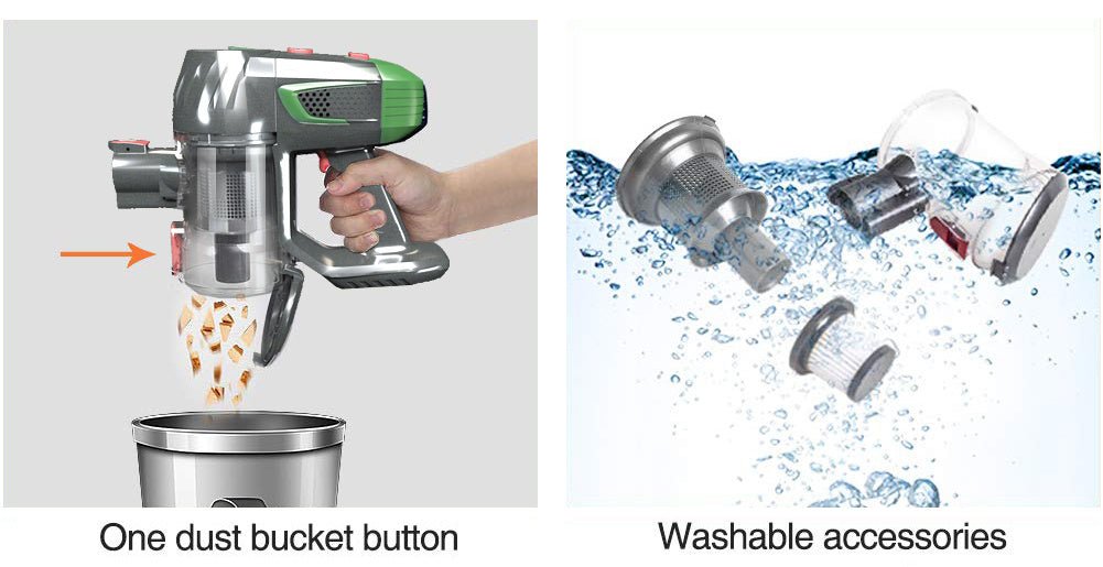 Cordless Vacuum Cleaner, 30KPA Powerful Suction Stick Vacuum Cleaner with Foldable Tube & Large LED Display, Handheld Vacuum Cleaner for Floor, Carpet, Pet Hair, Detachable & Rechargeable Battery