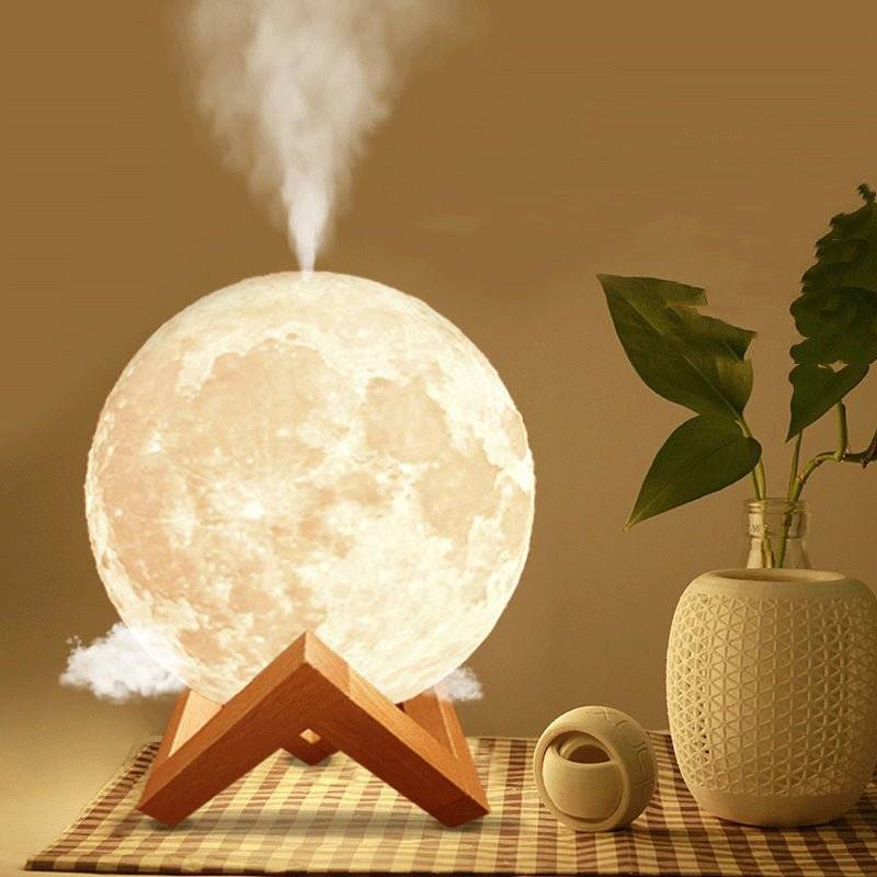 Lunar Air Humidifier Household Silent Desktop Small Bedroom Mini Dormitory Student Night Light Office Portable Cute Bedside Aromatherapy Creative Car Spray Humidifier Cool Mist