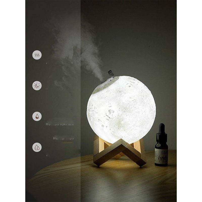 Lunar Air Humidifier Household Silent Desktop Small Bedroom Mini Dormitory Student Night Light Office Portable Cute Bedside Aromatherapy Creative Car Spray Humidifier Cool Mist