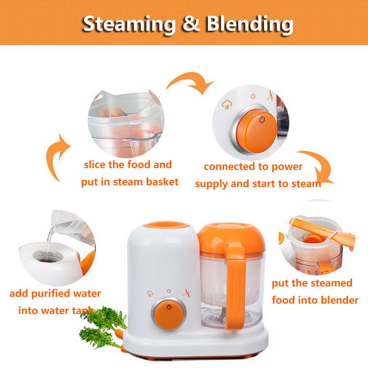 Baby Food Maker, Multifunction Baby Food Processor Chopper Grinder, Baby Food Steamer and Puree Blender in-One, with Bottle Warmer, Auto Cooking & Grinding with Touch Control Panel&Self Cleans
