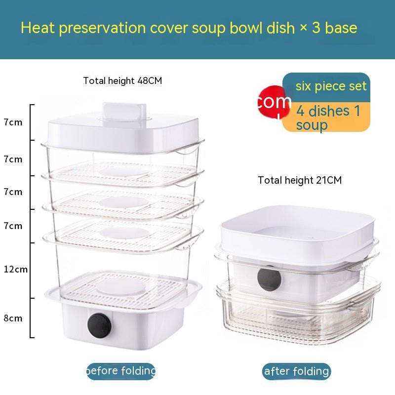 Multi-Layer Dish Cover Heat Preservation Kitchen Cover Dining Table Leftover Storage Box Transparent Stack of Food (Color : A, Size : One Size)