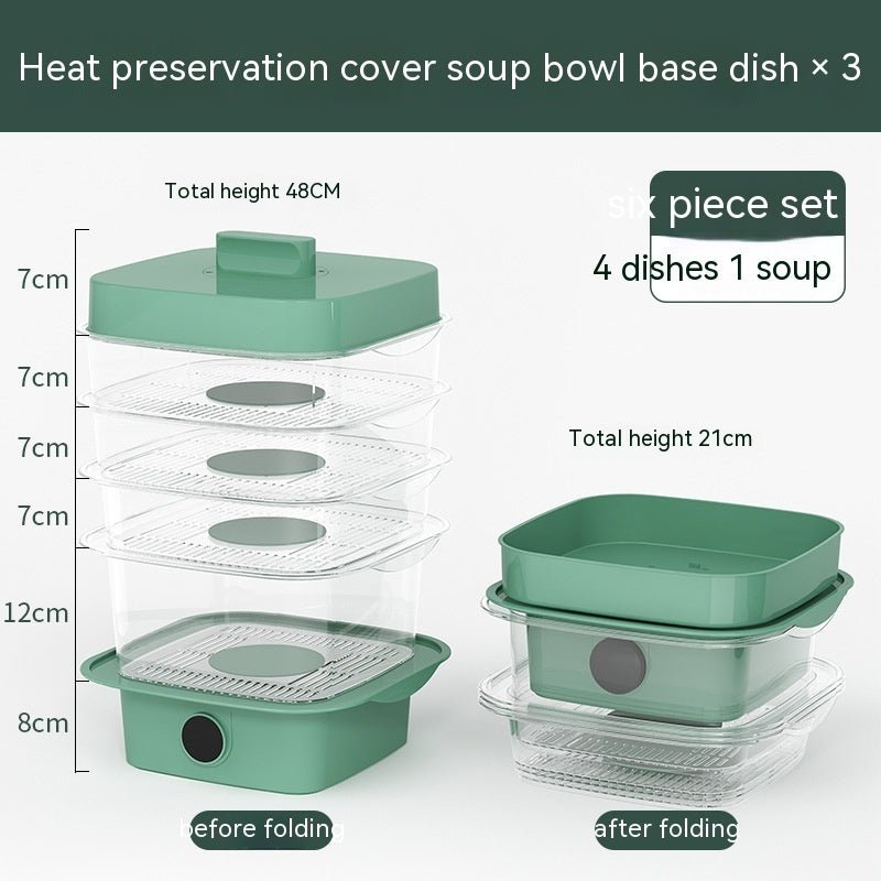 Multi-Layer Dish Cover Heat Preservation Kitchen Cover Dining Table Leftover Storage Box Transparent Stack of Food (Color : A, Size : One Size)