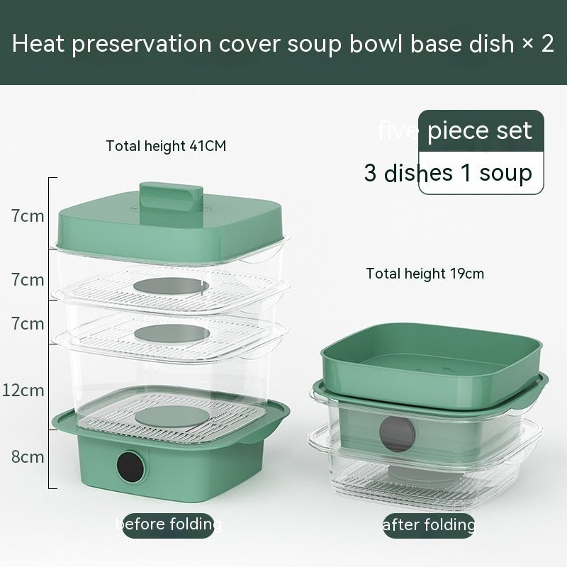 Multi-Layer Dish Cover Heat Preservation Kitchen Cover Dining Table Leftover Storage Box Transparent Stack of Food (Color : A, Size : One Size)