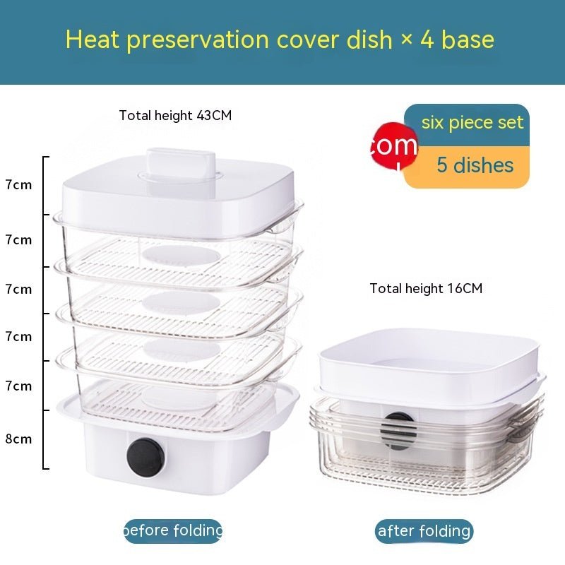 Multi-Layer Dish Cover Heat Preservation Kitchen Cover Dining Table Leftover Storage Box Transparent Stack of Food (Color : A, Size : One Size)